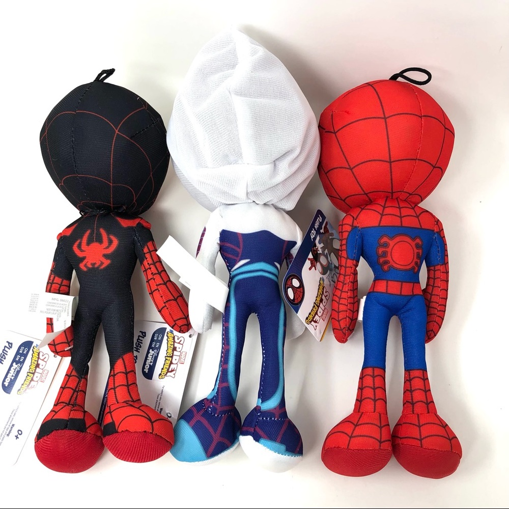 Set of 3 Spidey & Amazing Friends Ghost Spider, Spiderman, Miles Morales Plush - Picture 2 of 6
